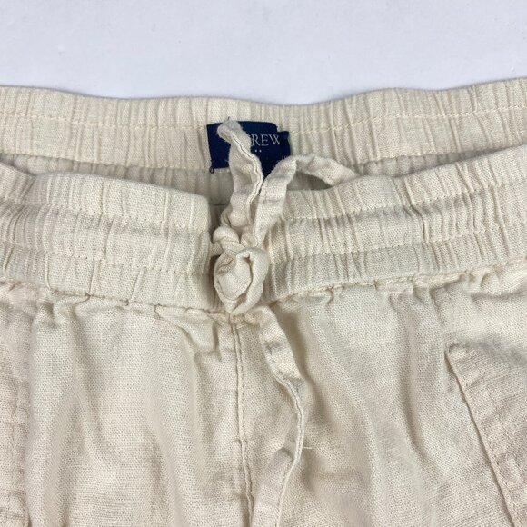 J. Crew Factory Linen Blend Drawstring Shorts Women's Size M Cream - Picture 3 of 11